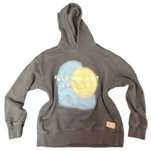 Zara Gray Hoodie with Blue and Yellow Graphic XS